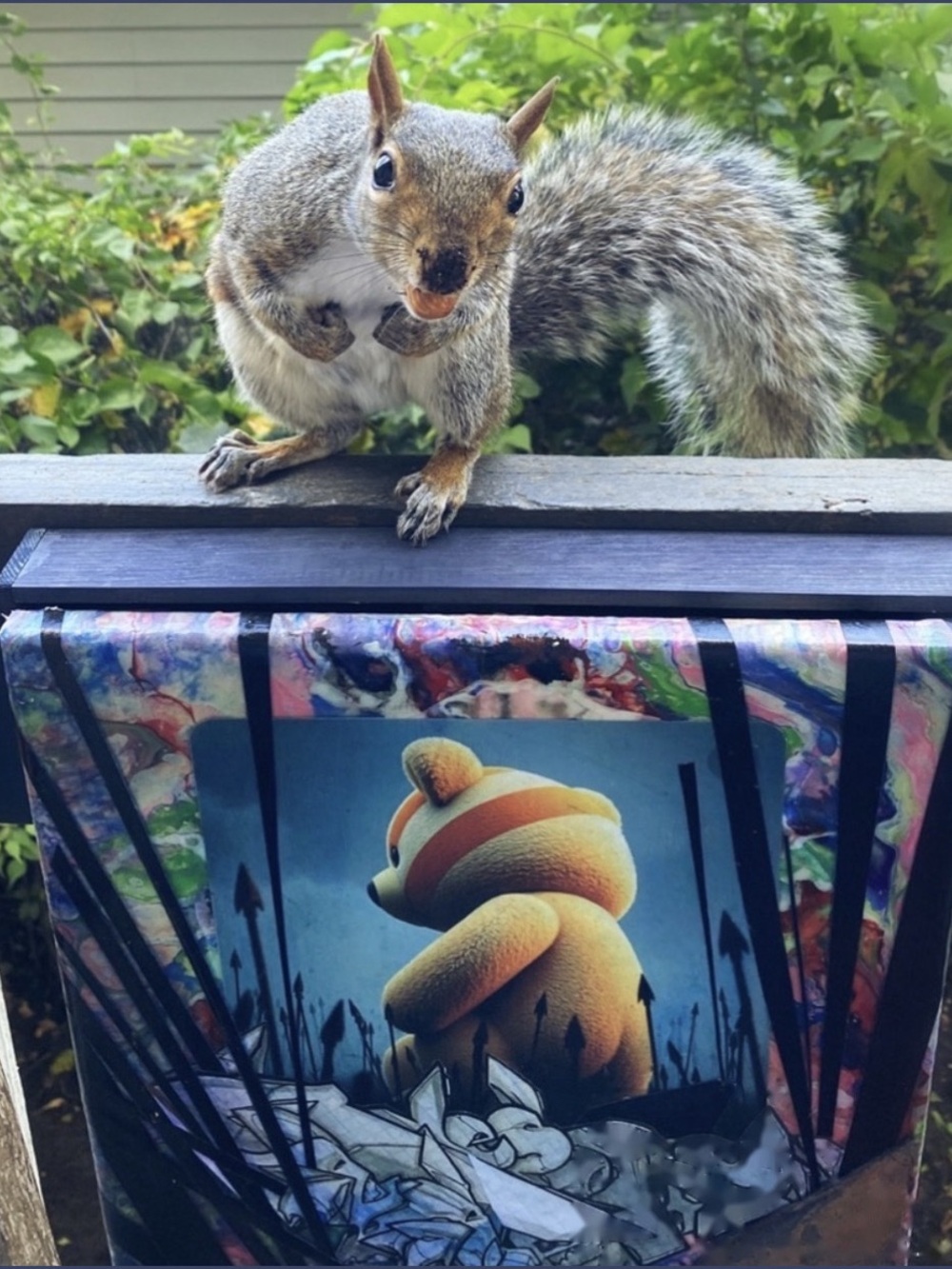 EYESORE Battlefield Bear Mixed Media Canvas Artwork Pop Surrealism 12.5"